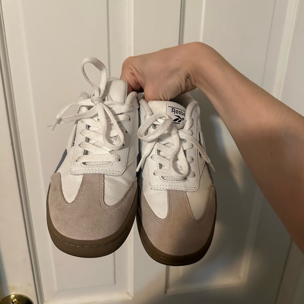 Reebok White and Tan Low-Top Sneakers